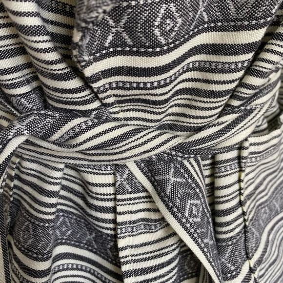 Mia Melon Grey Black Striped Design Casual Office Boho Belted Light Jacket-Sz-M - Picture 3 of 16